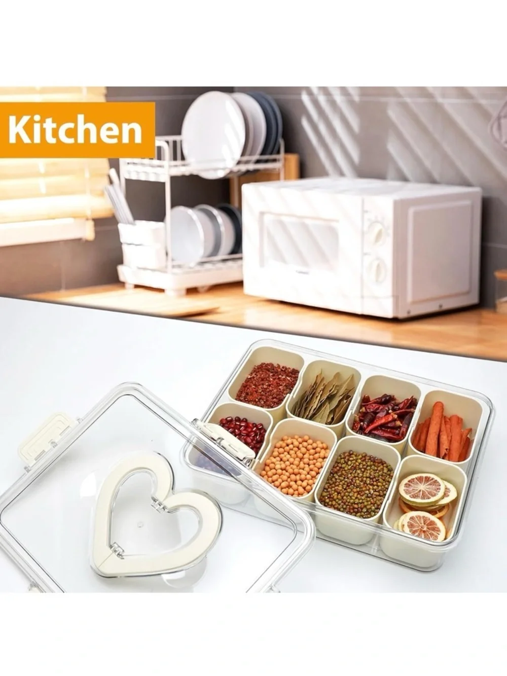 Viral Heart Handles Snackle Organizer Box | 8 Compartments | NEW
